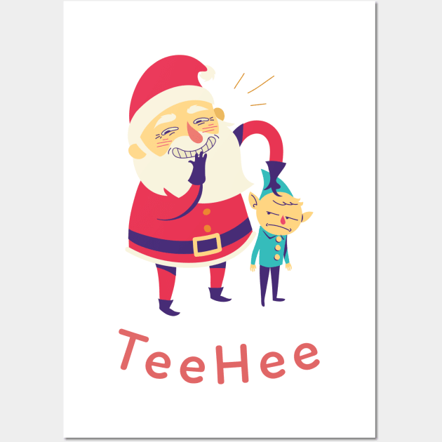 TeeHee Santa and Elf Wall Art by Evlar